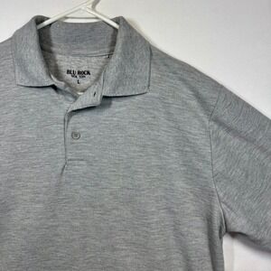 Blu Rock‎ Polo Shirt Short Sleeve Heathered Gray Casual Everyday Top Size Large